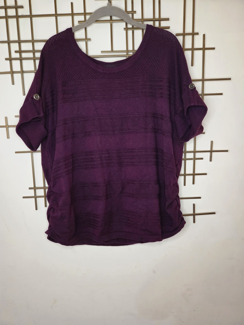 Lane Bryant 18/20 Purple Short-Sleeve Knit Pullover